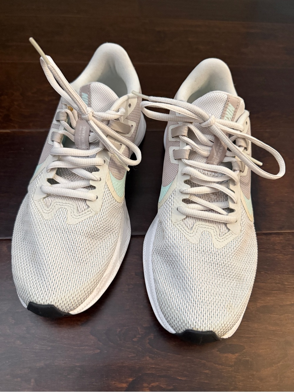 Nike Women’s Athletic Sneakers - Light Gray with Mint Swoosh